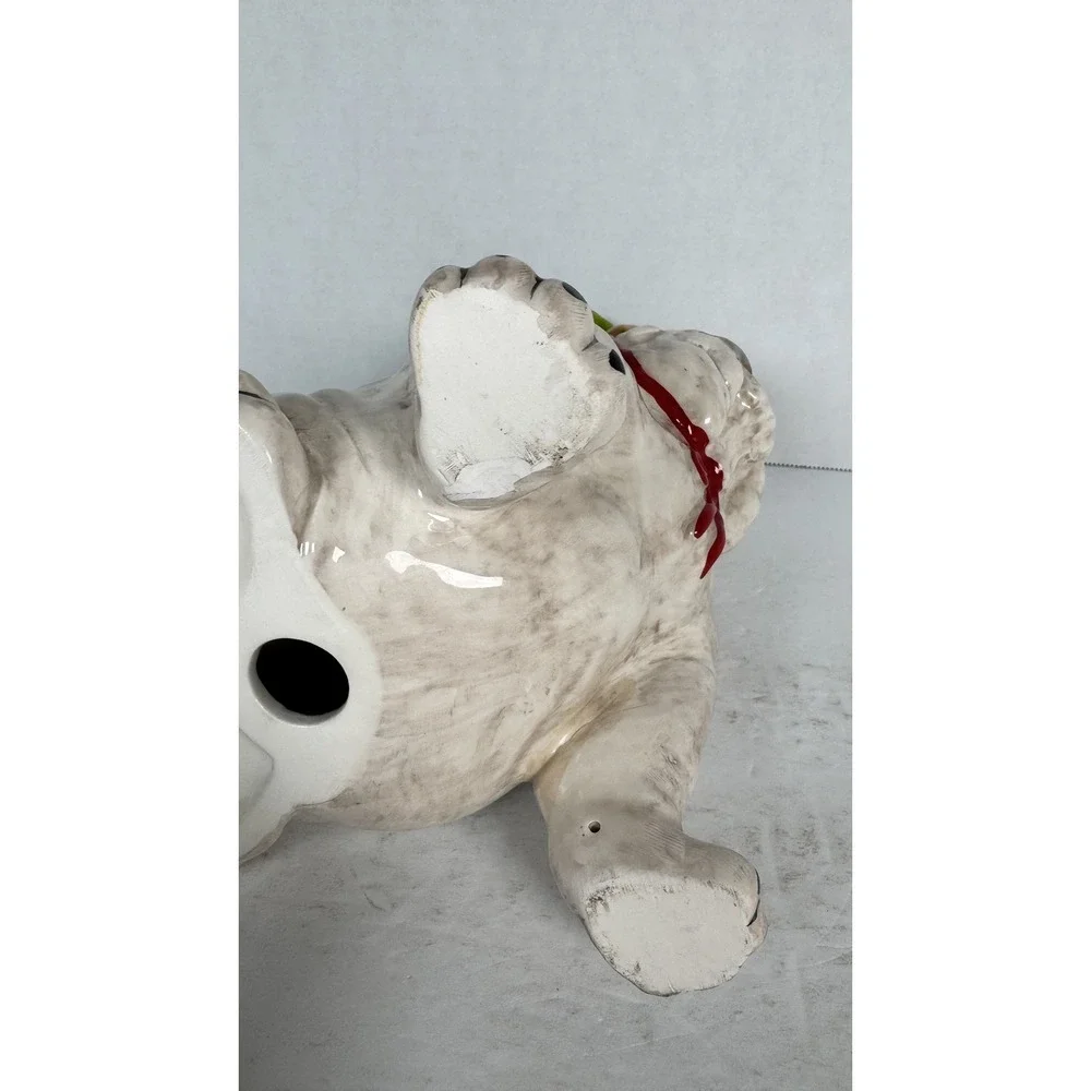 Blue Sky Clayworks Christmas Bulldog‎ Figurine w/ Tree Hat Holiday Decor Dog